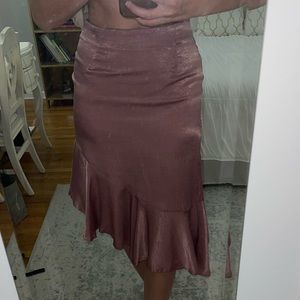Blush asymmetrical ruffle skirt